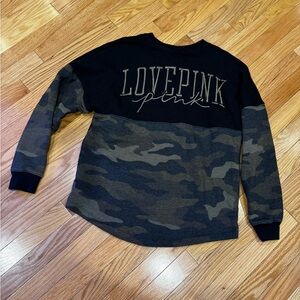 PINK Victoria's Secret Black and Green Camo Kids Sweatshirt